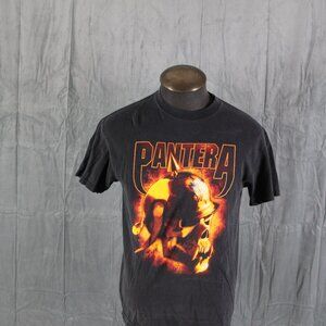 Retro Band Shirt - Pantera Flaming Pig Skull Graphic - Men's Medium